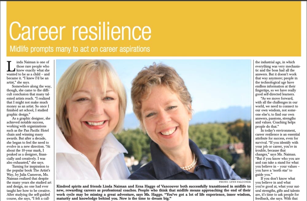 Linda Erna Globe Erne Hagge and Linda Naiman in the Globe and Mail